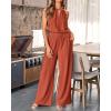 imageBTFBM Womens Casual Summer Two Piece Outfits Cotton Linen Sets Cutout Halter Sleeveless Top Wide Leg Pants Matching SetRust Red