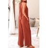 imageBTFBM Womens Casual Summer Two Piece Outfits Cotton Linen Sets Cutout Halter Sleeveless Top Wide Leg Pants Matching SetRust Red