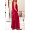 imageBTFBM Womens Casual Summer Two Piece Outfits Cotton Linen Sets Cutout Halter Sleeveless Top Wide Leg Pants Matching SetWine Red
