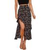 imageBTFBM Women 2025 Summer Spring Boho Long Skirts Dress Floral Print Elastic Waist Split Ruffle High Low Beach Maxi SkirtZblack