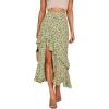 imageBTFBM Women 2025 Summer Spring Boho Long Skirts Dress Floral Print Elastic Waist Split Ruffle High Low Beach Maxi SkirtZgreen