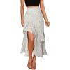 imageBTFBM Women 2025 Summer Spring Boho Long Skirts Dress Floral Print Elastic Waist Split Ruffle High Low Beach Maxi SkirtZwhite