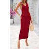 imageBTFBM Crochet Swimsuit Coverup for Women Summer Spring 2025 Swimwear Bathing Suit Cover Up Beach Dress Vacation OutfitsDark Red