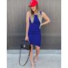 imageBTFBM Women 2025 Summer Sleeveless Tank Dresses Crew Neck Slim Fit Short Casual Ruched Bodycon Party Club Mini DressBright Blue