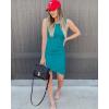 imageBTFBM Women 2025 Summer Sleeveless Tank Dresses Crew Neck Slim Fit Short Casual Ruched Bodycon Party Club Mini DressBright Green 2