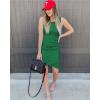 imageBTFBM Women 2025 Summer Sleeveless Tank Dresses Crew Neck Slim Fit Short Casual Ruched Bodycon Party Club Mini DressBright Green