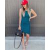 imageBTFBM Women 2025 Summer Sleeveless Tank Dresses Crew Neck Slim Fit Short Casual Ruched Bodycon Party Club Mini DressDeep Blue