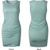 imageBTFBM Women 2025 Summer Sleeveless Tank Dresses Crew Neck Slim Fit Short Casual Ruched Bodycon Party Club Mini DressGreen