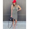 imageBTFBM Women 2025 Summer Sleeveless Tank Dresses Crew Neck Slim Fit Short Casual Ruched Bodycon Party Club Mini DressGrey