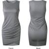 imageBTFBM Women 2025 Summer Sleeveless Tank Dresses Crew Neck Slim Fit Short Casual Ruched Bodycon Party Club Mini DressGrey