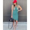 imageBTFBM Women 2025 Summer Sleeveless Tank Dresses Crew Neck Slim Fit Short Casual Ruched Bodycon Party Club Mini DressLake Blue