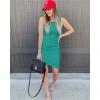 imageBTFBM Women 2025 Summer Sleeveless Tank Dresses Crew Neck Slim Fit Short Casual Ruched Bodycon Party Club Mini DressLight Green