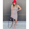 imageBTFBM Women 2025 Summer Sleeveless Tank Dresses Crew Neck Slim Fit Short Casual Ruched Bodycon Party Club Mini DressLight Grey