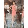 imageBTFBM Women 2025 Summer Sleeveless Tank Dresses Crew Neck Slim Fit Short Casual Ruched Bodycon Party Club Mini DressPink