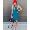 imageBTFBM Women 2025 Summer Sleeveless Tank Dresses Crew Neck Slim Fit Short Casual Ruched Bodycon Party Club Mini DressSky Blue