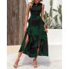 imageBTFBM Women Casual Sleeveless Summer Dresses 2025 Spring Crewneck Patchwork Boho Floral Ruffle Cocktail Party Midi DressBig Floral Dark Green