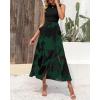 imageBTFBM Women Casual Sleeveless Summer Dresses 2025 Spring Crewneck Patchwork Boho Floral Ruffle Cocktail Party Midi DressBig Floral Dark Green