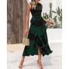 imageBTFBM Women Casual Sleeveless Summer Dresses 2025 Spring Crewneck Patchwork Boho Floral Ruffle Cocktail Party Midi DressBig Floral Dark Green