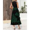 imageBTFBM Women Casual Sleeveless Summer Dresses 2025 Spring Crewneck Patchwork Boho Floral Ruffle Cocktail Party Midi DressBig Floral Dark Green