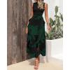 imageBTFBM Women Casual Sleeveless Summer Dresses 2025 Spring Crewneck Patchwork Boho Floral Ruffle Cocktail Party Midi DressBig Floral Dark Green