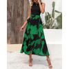 imageBTFBM Women Casual Sleeveless Summer Dresses 2025 Spring Crewneck Patchwork Boho Floral Ruffle Cocktail Party Midi DressBig Floral Green
