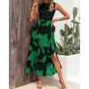 imageBTFBM Women Casual Sleeveless Summer Dresses 2025 Spring Crewneck Patchwork Boho Floral Ruffle Cocktail Party Midi DressBig Floral Green
