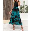 imageBTFBM Women Casual Sleeveless Summer Dresses 2025 Spring Crewneck Patchwork Boho Floral Ruffle Cocktail Party Midi DressBig Floral Lake Blue