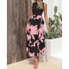 imageBTFBM Women Casual Sleeveless Summer Dresses 2025 Spring Crewneck Patchwork Boho Floral Ruffle Cocktail Party Midi DressBig Floral Pink