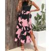 imageBTFBM Women Casual Sleeveless Summer Dresses 2025 Spring Crewneck Patchwork Boho Floral Ruffle Cocktail Party Midi DressBig Floral Pink