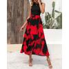 imageBTFBM Women Casual Sleeveless Summer Dresses 2025 Spring Crewneck Patchwork Boho Floral Ruffle Cocktail Party Midi DressBig Floral Red