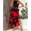 imageBTFBM Women Casual Sleeveless Summer Dresses 2025 Spring Crewneck Patchwork Boho Floral Ruffle Cocktail Party Midi DressBig Floral Red