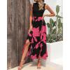 imageBTFBM Women Casual Sleeveless Summer Dresses 2025 Spring Crewneck Patchwork Boho Floral Ruffle Cocktail Party Midi DressBig Floral Rose Red