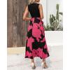 imageBTFBM Women Casual Sleeveless Summer Dresses 2025 Spring Crewneck Patchwork Boho Floral Ruffle Cocktail Party Midi DressBig Floral Rose Red