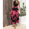 imageBTFBM Women Casual Sleeveless Summer Dresses 2025 Spring Crewneck Patchwork Boho Floral Ruffle Cocktail Party Midi DressBig Floral Rose Red