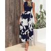 imageBTFBM Women Casual Sleeveless Summer Dresses 2025 Spring Crewneck Patchwork Boho Floral Ruffle Cocktail Party Midi DressBig Floral White Navy