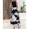 imageBTFBM Women Casual Sleeveless Summer Dresses 2025 Spring Crewneck Patchwork Boho Floral Ruffle Cocktail Party Midi DressBig Floral White Navy