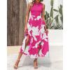 imageBTFBM Women Casual Sleeveless Summer Dresses 2025 Spring Crewneck Patchwork Boho Floral Ruffle Cocktail Party Midi DressBig Floral White Rose Red