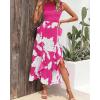 imageBTFBM Women Casual Sleeveless Summer Dresses 2025 Spring Crewneck Patchwork Boho Floral Ruffle Cocktail Party Midi DressBig Floral White Rose Red