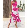 imageBTFBM Women Casual Sleeveless Summer Dresses 2025 Spring Crewneck Patchwork Boho Floral Ruffle Cocktail Party Midi DressBig Floral White Rose Red