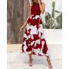 imageBTFBM Women Casual Sleeveless Summer Dresses 2025 Spring Crewneck Patchwork Boho Floral Ruffle Cocktail Party Midi DressBig Floral White Wine Red