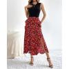imageBTFBM Women Casual Sleeveless Summer Dresses 2025 Spring Crewneck Patchwork Boho Floral Ruffle Cocktail Party Midi DressFloral Red