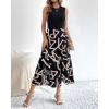 imageBTFBM Women Casual Sleeveless Summer Dresses 2025 Spring Crewneck Patchwork Boho Floral Ruffle Cocktail Party Midi DressLetter White