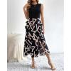 imageBTFBM Women Casual Sleeveless Summer Dresses 2025 Spring Crewneck Patchwork Boho Floral Ruffle Cocktail Party Midi DressLetter White