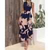 imageBTFBM Women Casual Sleeveless Summer Dresses 2025 Spring Crewneck Patchwork Boho Floral Ruffle Cocktail Party Midi DressPink Floral Navy