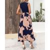 imageBTFBM Women Casual Sleeveless Summer Dresses 2025 Spring Crewneck Patchwork Boho Floral Ruffle Cocktail Party Midi DressPink Floral Navy