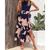 imageBTFBM Women Casual Sleeveless Summer Dresses 2025 Spring Crewneck Patchwork Boho Floral Ruffle Cocktail Party Midi DressPink Floral Navy