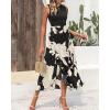 imageBTFBM Women Casual Sleeveless Summer Dresses 2025 Spring Crewneck Patchwork Boho Floral Ruffle Cocktail Party Midi DressWhite Floral Black