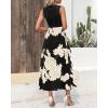 imageBTFBM Women Casual Sleeveless Summer Dresses 2025 Spring Crewneck Patchwork Boho Floral Ruffle Cocktail Party Midi DressWhite Floral Black