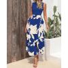 imageBTFBM Women Casual Sleeveless Summer Dresses 2025 Spring Crewneck Patchwork Boho Floral Ruffle Cocktail Party Midi DressWhite Floral Bright Blue