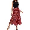 imageBTFBM Women Casual Sleeveless Summer Dresses 2025 Spring Crewneck Patchwork Boho Floral Ruffle Cocktail Party Midi DressFloral Red